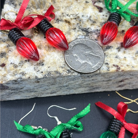 Christmas Earrings, Lightbulb Earrings, Cute Christmas, New Handmade Item - Picture 7 of 9